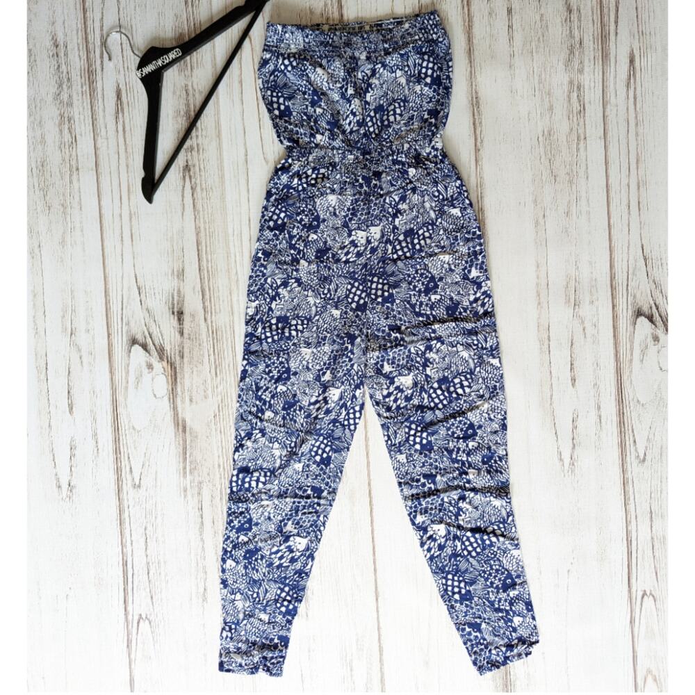 Lilly Pulitzer for Target Blue Printed Strapless Jumpsuit sz XS